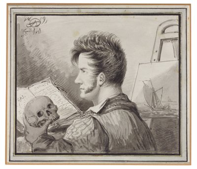 Autorretrato de joven con calavera de Alexander Orlowski
