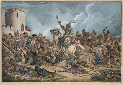 Batalla entre los georgianos y las tribus de montaña de Alexander Orlowski
