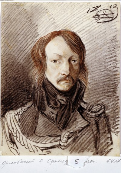 Retrato de Alexei Pavlovich Lanskoy (1789-1855). (Retrato de A.P. Lanskoy). Obra de Alexander Osipovich Orlowsky (1777-1832), lápiz y tiza roja sobre papel de Alexander Orlowski
