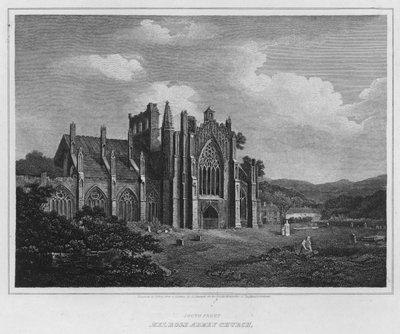 Frente sur, Iglesia de la Abadía de Melrose de Alexander (after) Nasmyth