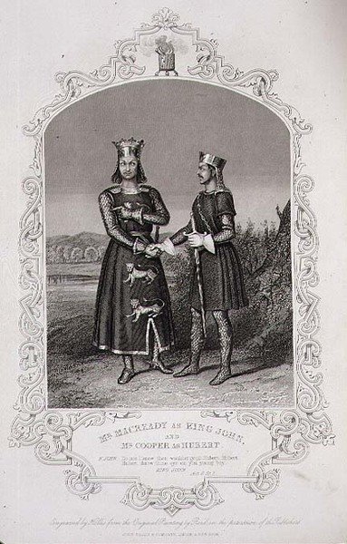 Sr. Macready como el Rey Juan y Sr. Cooper como Hubert, Acto III Escena 3 de 