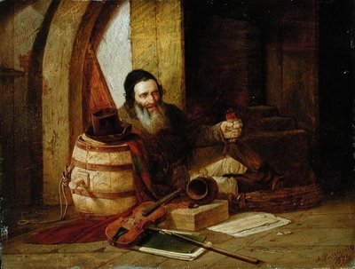 Un violinista judío en descanso, 1871 de Alexander Antonovich Rizzoni