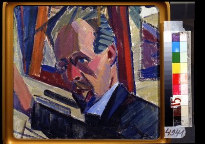 Auto retrato. Pintura de Alexander Konstantinovich Bogomazov (1880-1930). Óleo sobre lienzo, 30,5 x 33 cm de Alexander Bogomazov