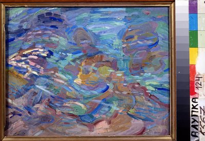 Piedras en el agua. Pintura de Alexander Konstantinovich Bogomazov (1880-1930). Óleo sobre lienzo, 32,5 x 40,5 cm de Alexander Bogomazov