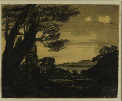 Cabras al borde de un lago de Alexander Cozens