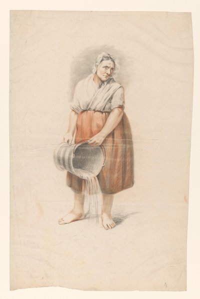 Mujer de pie vaciando un cubo de Alexander Cranendoncq