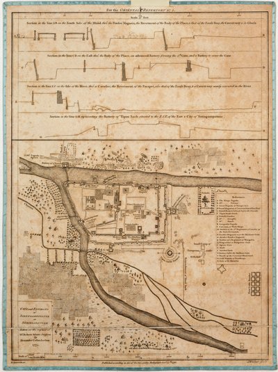Ciudad y alrededores de Sirengampatanne o Seringapatnam tomadas a petición del Sr. Robert Adams cirujano por Alexander Cesars LeGou 1775. de Alexander Dalrymple