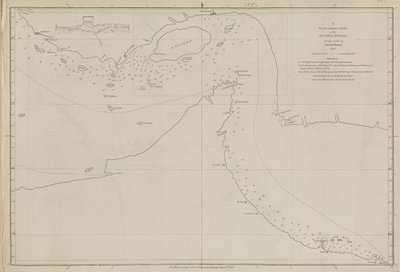 Plans of Ports, Dalrymple, Alexander publicado en 1791 ID Número 41167-2001 Una carta plana de parte del Golfo de Persia, parcialmente corregida por el Teniente Edward Harvey 1778 de Alexander Dalrymple
