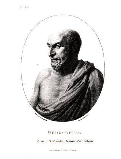 Demócrito (c.460-c.370 a.C.), grabado de un busto en el Museo Vaticano de Alexander Day