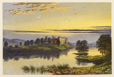 Paisajes de lagos escoceses: Linlithgow Loch (litografía en color) de Alexander Francis (after) Lydon