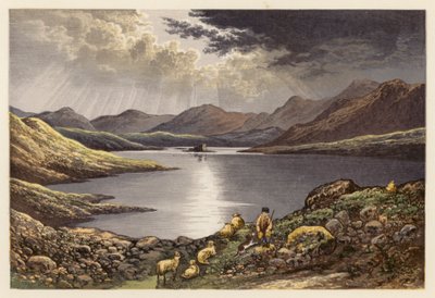 Paisajes de lagos escoceses: Loch Doon (litografía en color) de Alexander Francis (after) Lydon