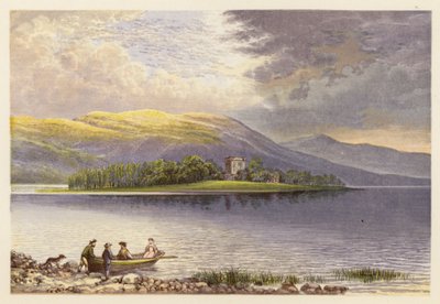 Paisajes de lagos escoceses: Loch Leven (litografía en color) de Alexander Francis (after) Lydon