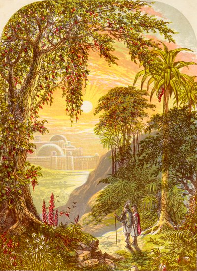 Cristiano y Esperanzado en la tierra de Beulah, de El progreso del peregrino de John Bunyan, publicado c.1880 de Alexander Francis Lydon