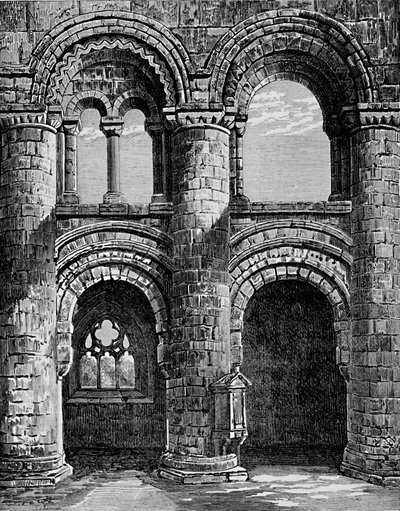 Arcos normandos en la nave, Abadía de Jedburgh, c. 1880, 1897 de Alexander Francis Lydon