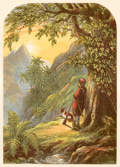 Robinson Crusoe hace un reconocimiento de la isla de Alexander Francis Lydon