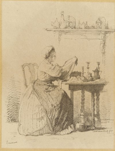 Sirvienta limpiando en la mesa.
Ecureuse (título en el objeto) de Alexander Hugo Bakker Korff