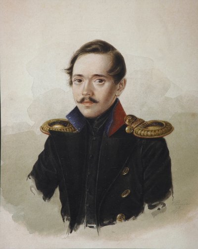 Retrato del poeta Mikhail Lermontov 1814-1841, 1839 de Alexander Ivanovich Klünder