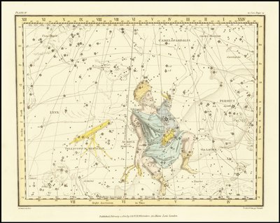 1822 - Alexander Jamieson - Auriga, el auriga (con el telescopio Hércules) de Alexander Jamieson