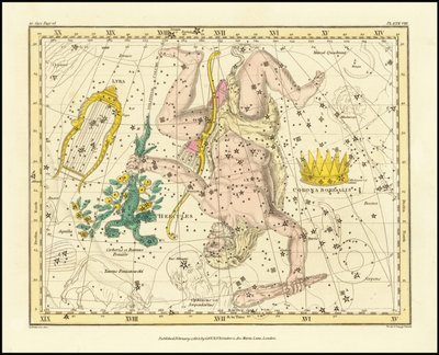 1822 - Alexander Jamieson - Corona Borealis, Hércules y Cerbero y Lyra de Alexander Jamieson