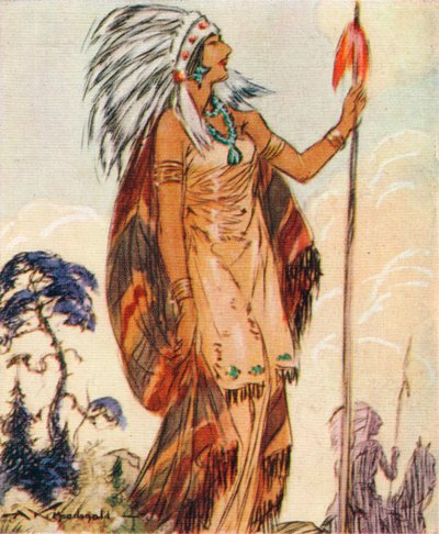 Pocahontas, hija del jefe nativo americano que salvó a John Smith, 1937 de Alexander K. MacDonald
