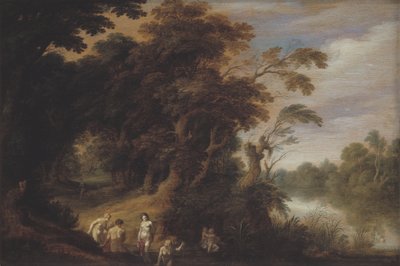Paisaje boscoso con ninfas bañándose de Alexander Keirincx