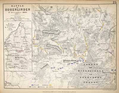 Mapa de la batalla de Hohenlinden, publicado por William Blackwood and Sons, Edimburgo y Londres, 1848 (grabado coloreado a mano) de Alexander Keith Johnston