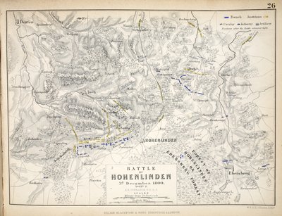 Mapa de la Batalla de Hohenlinden, publicado por William Blackwood and Sons, Edimburgo y Londres, 1848 de Alexander Keith Johnston