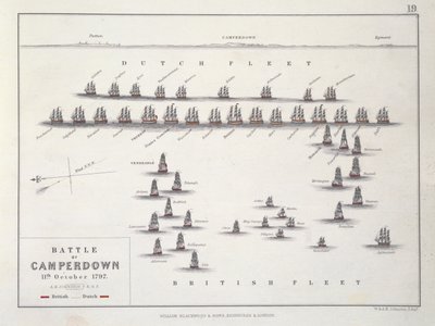 Plano de la Batalla de Camperdown, 11 de octubre de 1797, c.1830s de Alexander Keith Johnston