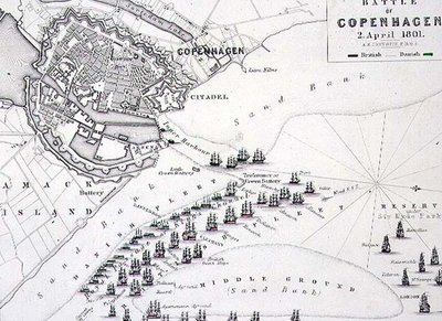 Plano de la Batalla de Copenhague, 2 de abril de 1801 de Alexander Keith Johnston