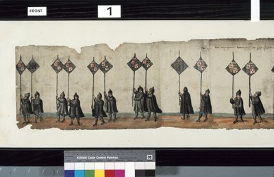 Detalle de La Procesión Fúnebre de Huntly, se dice que fue utilizada para las exequias de George 1º, Marqués de Huntly de Alexander Kincaid