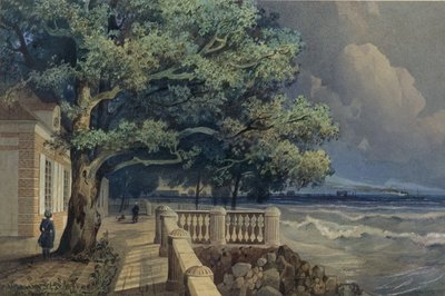 Terraza en el Palacio Monplaisir, Peterhof, 1847 de Alexander Matveyevich Dorogov