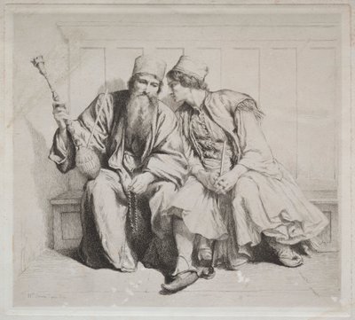 Young Greek Man in Conversation with a Priest de Alexander Munro