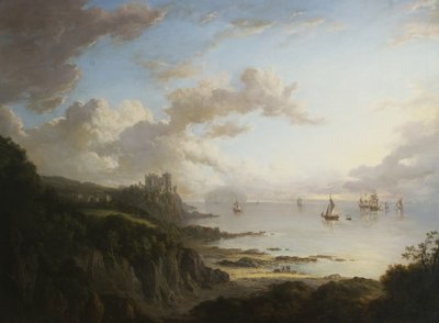 Castillo de Culzean desde el norte con Ailsa Craig, c.1816 de Alexander Nasmyth