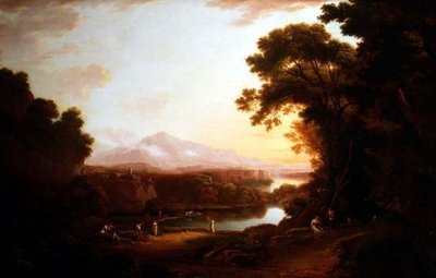 Paisaje italianizado con campesinos bailando de Alexander Nasmyth