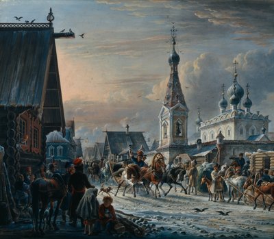 Calle con coches de correo, 1829 de Alexander Osipovich Orlowski