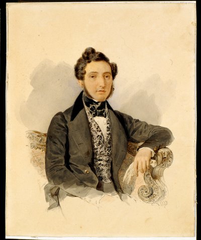 Portrait de Nikolay Mikhaylovich Donaurov (1806-1849) - Aquarelle sur papier de Alexander Briullov (Brioullov) (1798-1877) de Alexander Pavlovich Briullov