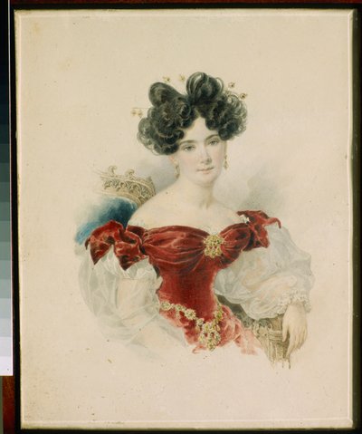 Portrait de la princesse Natalia Viktorovna Kotchoubei (1800-1854) - Aquarelle sur papier de Alexander Briullov (Alexandre Brioullov) (1798-1877) de Alexander Pavlovich Briullov