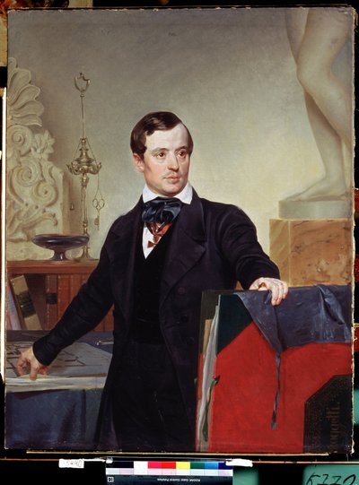 "Portrait du peintre et architecte Alexander Briullov (Alexandre Brioullov) (1798-1877)". Peinture de Karl Briullov (Brioullov) (1799-1852) Museo Estatal Ruso de San Petersburgo de Alexander Pavlovich Briullov
