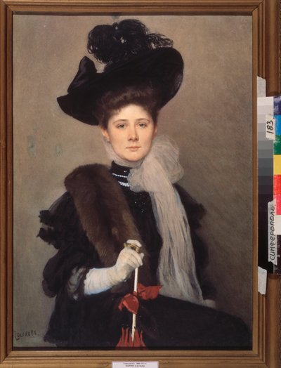 Retrato de la artista Lyubov Gaush (1877-1943). Obra de Alexander (Alexander) Petrovich Sokolov (1830-1911), acuarela sobre papel. Arte ruso, finales del siglo XIX-principios del XX, modernismo. Museo Regional de Arte, Simferopol (Ucrania). de Alexander Petrovich Sokolov