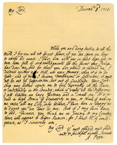 Carta de Alexander Pope a Charles Montagu, 3 de diciembre de 1714 de Alexander Pope