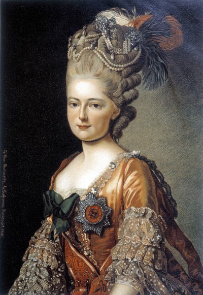 Retrato de la gran duquesa rusa María Feodorovna realizado en 1777 por el pintor sueco Alexander Roslin (1718 - 1793) de Alexander Roslin