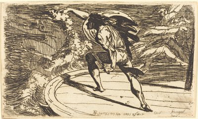Cormar atacando al espíritu de las aguas de Alexander Runciman