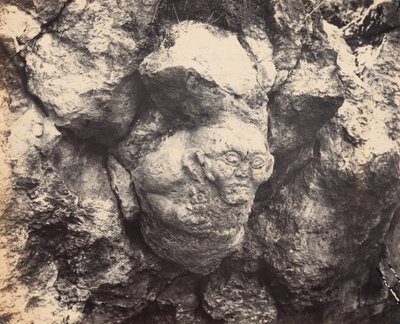 Cabeza gigantesca tallada en la roca maciza, descubierta recientemente cerca de Esmirna a la entrada de una cueva,1866 (foto) de Alexander Sandor Svoboda