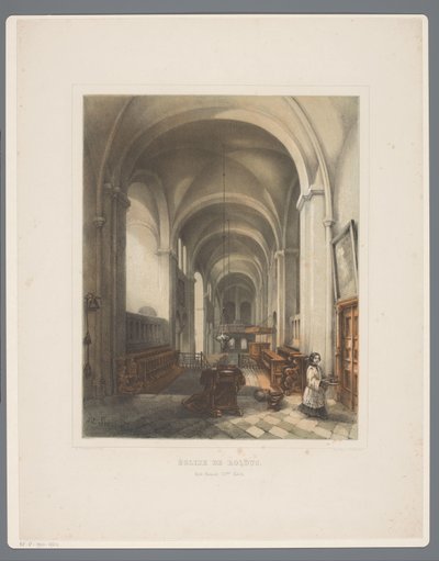 Interior de la iglesia de la abadía de Rolduc Ab Église de Rolduc, Style Roman XIIme Siècle (título sobre el objeto) Rolduc et ses environs (título de la serie) de Alexander Schaepkens