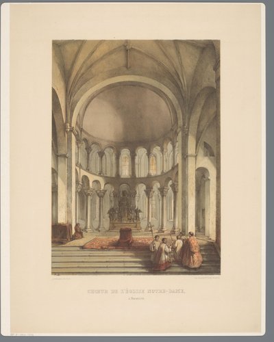 Furgoneta interior Onze-Lieve-Vrouwe-Basiliek te Maastricht Coro de la iglesia de Notre-Dame, en Maestricht (título sobre objeto) Monumentos antiguos de arquitectura desde el siglo XI hasta el siglo XIII en Limburg (título de la serie) de Alexander Schaepkens