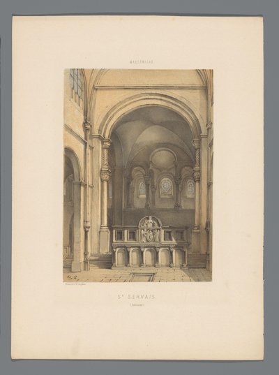 Interior de la Basílica de San Servacio en Maastricht St. Servais (Interior) (título sobre el objeto) Monumentos de Maastricht (título de la serie) de Alexander Schaepkens
