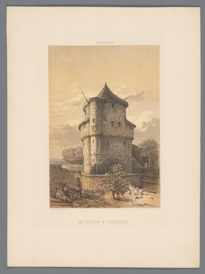Wycker Kruittoren en Maastricht Polvorín (título sobre objeto) Monumentos de Maastricht (título de la serie) de Alexander Schaepkens