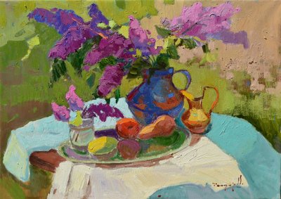 Naturaleza muerta con lilas al sol de Alexander Shandor