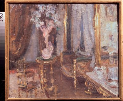 Soir dans une chambre (Tarde en una habitación) - Oeuvre de Alexander Valentinovich Sredin (Sredine) (1872-1934), huile sur carton - Art russe, fin 19th-debut 20th siecle, modernism - State Regional I Pozhalostin Art Museum, Riazan (Russie) de Alexander Sredin