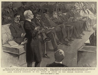 Lord Roberts hablando en la Cámara de los Lores sobre la Política Fronteriza India de Alexander Stuart Boyd